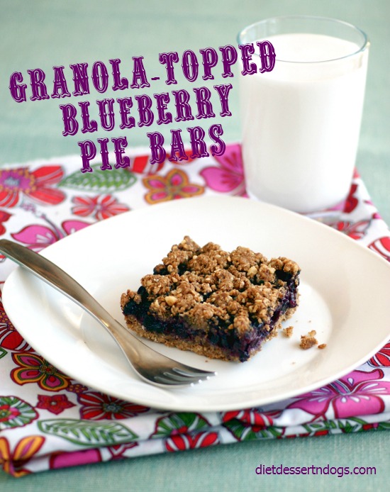 Granola Topped Blueberry Pie Bars from Diet, Dessert and Dogs