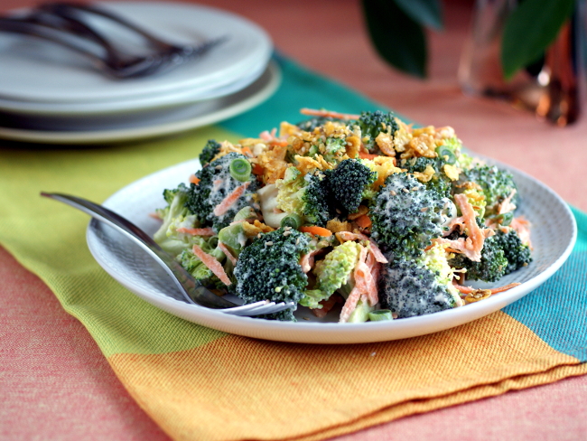 broccoli crunch salad for food allergies on rickiheller.com 