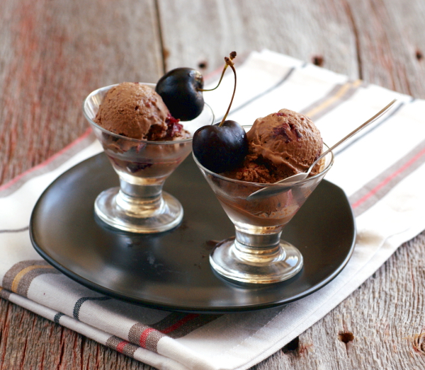 vegan, candida diet, sugar-free chocolate cherry ice cream recipe on rickiheller.com