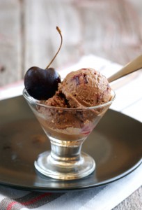 Vegan, candida diet, sugar-free chocolate cherry ice cream recipe on rickiheller.com