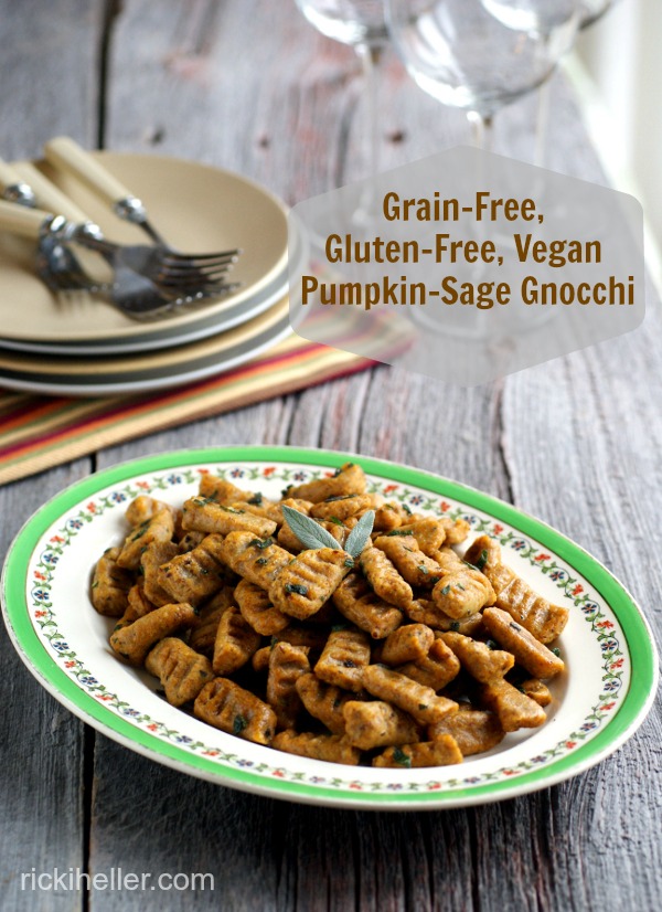 vegan, grain-free, egg-free, gluten-free, vegan, candida diet pumpkin sage gnocchi recipe on rickiheller.com