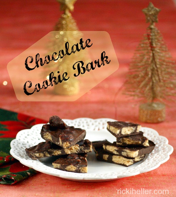 vegan, sugar-free, gluten-free chocolate cookie bark recipe on rickiheller.com