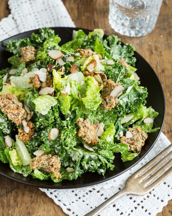 Vegan, gluten-free, anti-candida Caesar Salad recipe on rickiheller.com