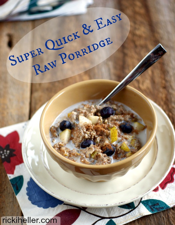 sugar-free, raw vegan porridge recipe on rickiheller.com