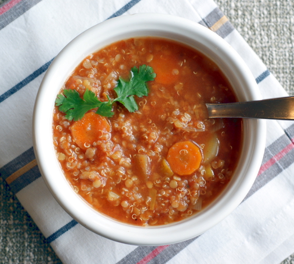 Vegan, gluten-free, candida diet Quinoa Lentil Soup recipe