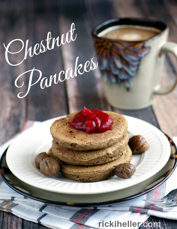 Sugar-free, vegan chestnut pancakes on rickiheller.com