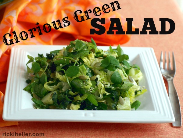 vegan, gluten-free, candida diet glorious green salad on rickiheller.com