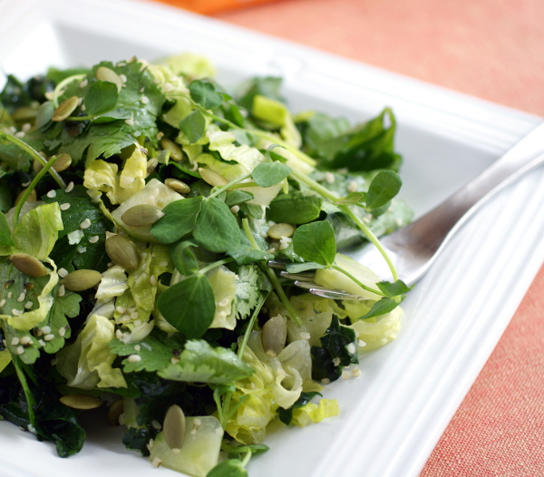 Candida diet, sugar-free, Glorious Green Salad recipe on rickiheller.com