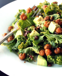 candida diet, sugar-free, grain-free kale and chickpea salad on rickiheller.com