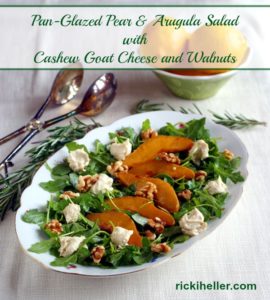 candida diet pear arugula salad with goat cheese and walnuts on rickiheller.com