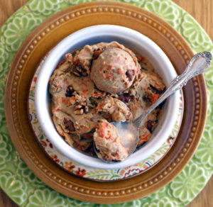 anticandida, sugarfree vegan carrot cake ice cream recipe on rickiheller.com