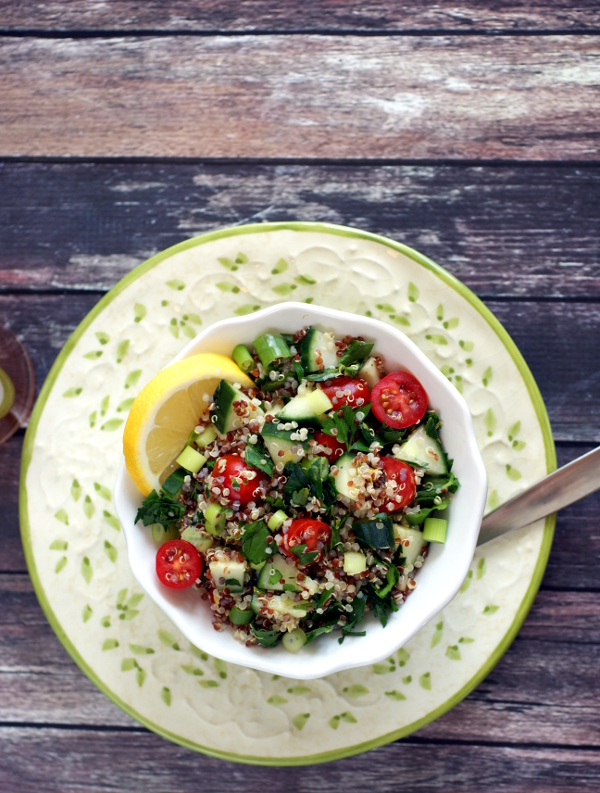 vegan, anti-candida, gluten-free Parsley Quinoa Tabbouleh via Protein from Plants