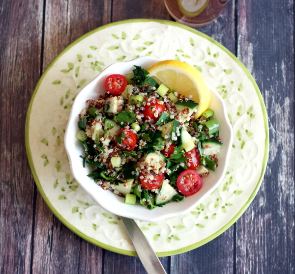 Anticandida, vegan, gluten-free parsley quinoa tabbouleh on rickiheller.com