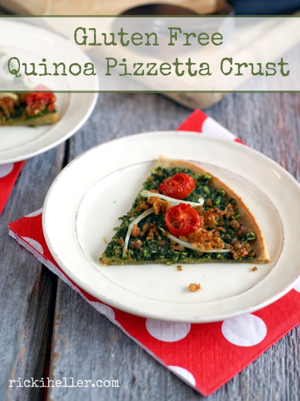 Vegan, gluten free quinoa pizza crust from EAt Dairy Free on rickiheller.com