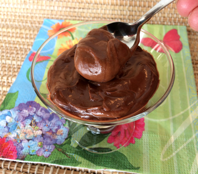 vegan, sugarfree, glutenfree, dairyfree chocolate pudding on rickiheller.com