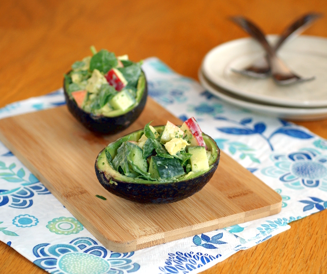 Avocado boats recipe from College Vegan by Heather Nicholds
