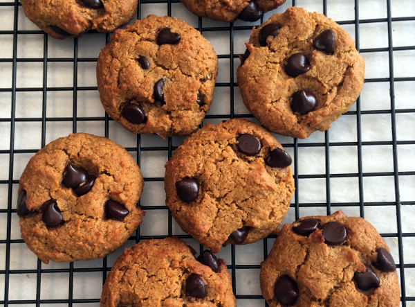 Chewy, tender sugar-free, grain-free pumpkin chocolate chip cookies