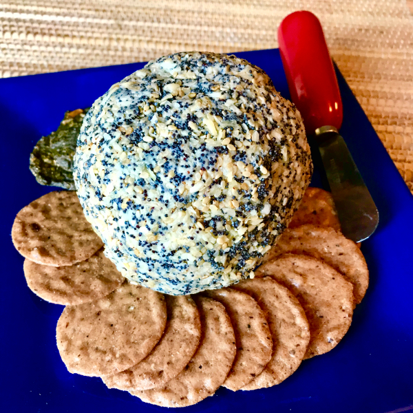 Platter with dairyfree everything bagel cheese ball 