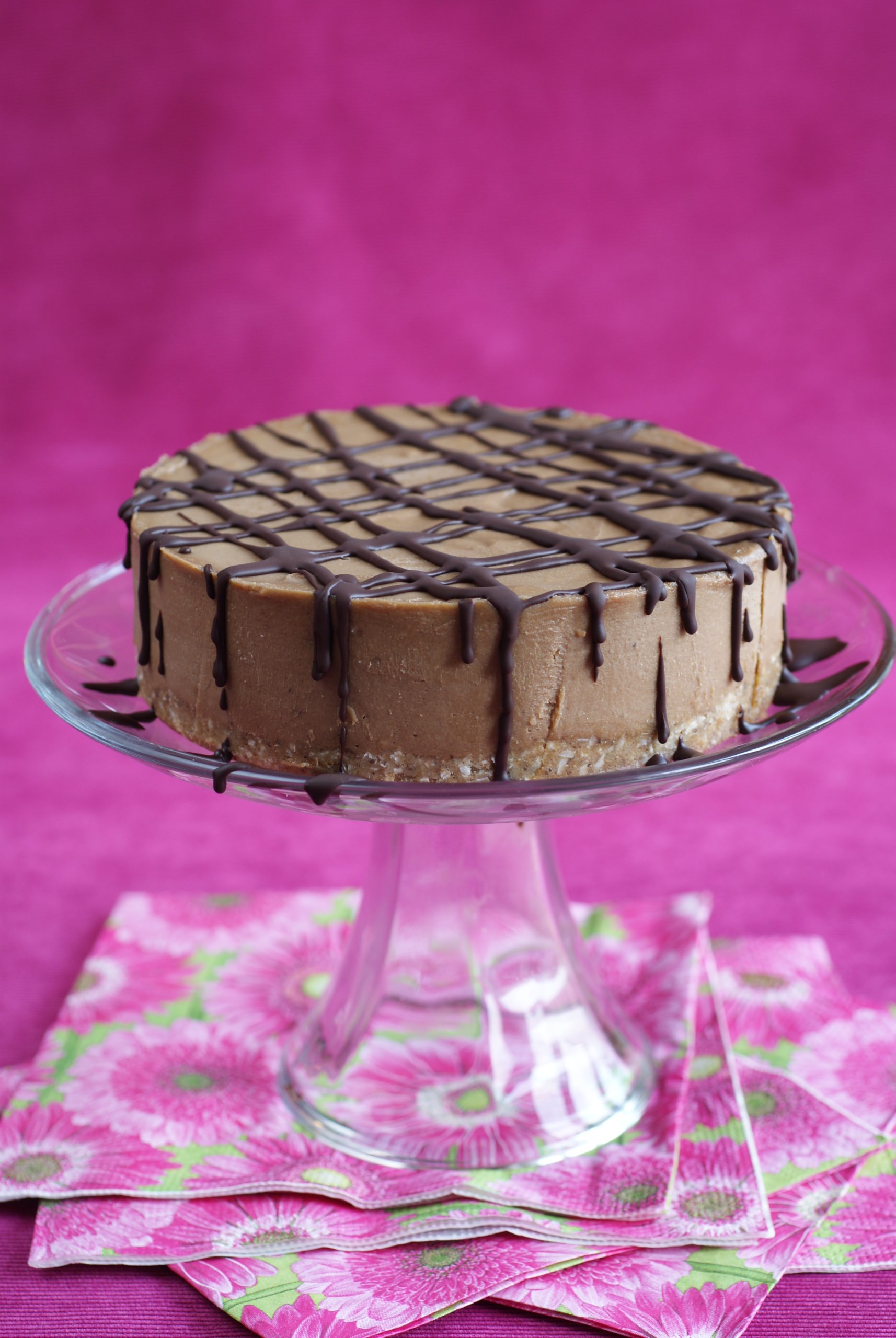Gorgeous plate with frozen mocha cheesecake torte