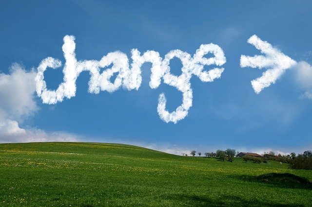 a cloud spelling out the word "change"