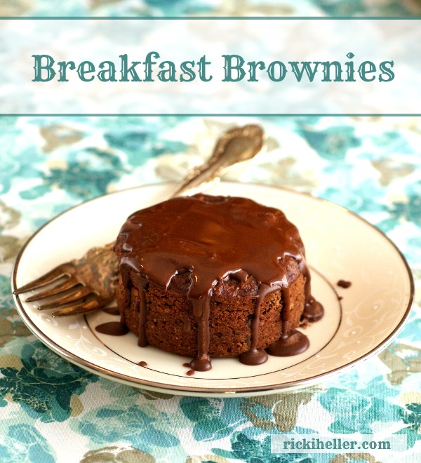 A plate with a chocolate-glazed, sugarfree, glutenfree breakfast brownie
