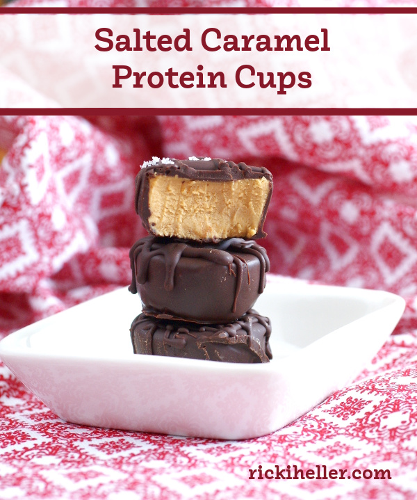 a stack of sugar-free, dairy-free, grain-free, nut-free salted caramel protein cups